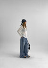 Cochon Stripe Wide Summer Denim Pants