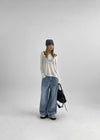 Cochon Stripe Wide Summer Denim Pants