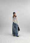 Cochon Stripe Wide Summer Denim Pants