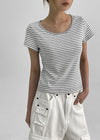 [MADE] Eliden Stripe U-Neck Short Sleeve Tee