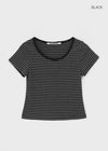 [MADE] Eliden Stripe U-Neck Short Sleeve Tee