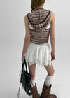 Fonton Stripe Backless Hooded Sleeveless Top