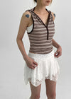 Fonton Stripe Backless Hooded Sleeveless Top