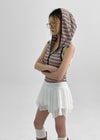 Fonton Stripe Backless Hooded Sleeveless Top