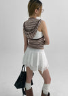 Fonton Stripe Backless Hooded Sleeveless Top