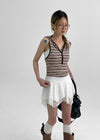 Fonton Stripe Backless Hooded Sleeveless Top
