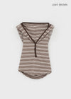 Fonton Stripe Backless Hooded Sleeveless Top