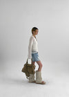Selecty leather folding flip-flop middle boots
