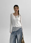 Tworub Curved Pintuck Wide Denim Pants