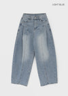 Tworub Curved Pintuck Wide Denim Pants