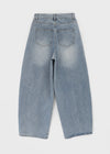Tworub Curved Pintuck Wide Denim Pants