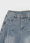 Tworub Curved Pintuck Wide Denim Pants