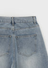 Tworub Curved Pintuck Wide Denim Pants