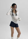 Menang Summer Tension Sheer Henley Neck Long Sleeve Tee