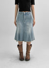 Sotver Cut-Off Mermaid Denim Midi Skirt