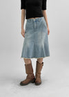 Sotver Cut-Off Mermaid Denim Midi Skirt