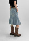 Sotver Cut-Off Mermaid Denim Midi Skirt