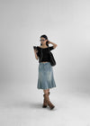 Sotver Cut-Off Mermaid Denim Midi Skirt