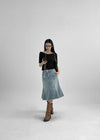 Sotver Cut-Off Mermaid Denim Midi Skirt