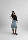 Sotver Cut-Off Mermaid Denim Midi Skirt