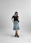 Sotver Cut-Off Mermaid Denim Midi Skirt