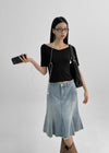 [MADE] Neddy V-Neck Off-Shoulder Short Sleeve Tee
