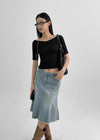 Sotver Cut-Off Mermaid Denim Midi Skirt