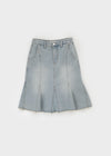 Sotver Cut-Off Mermaid Denim Midi Skirt