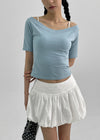 [MADE] Neddy V-Neck Off-Shoulder Short Sleeve Tee