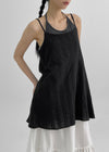 Pollang Back Open Layered Sleeveless Mini Dress