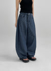 Campson Stripe Wide Balloon Denim Pants
