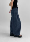 Campson Stripe Wide Balloon Denim Pants