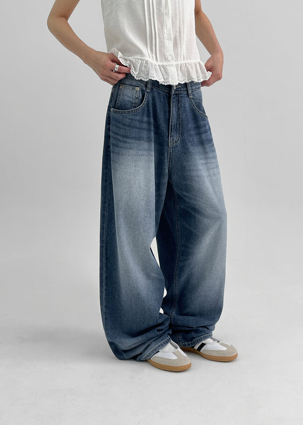 【BOK PLACE】Cooling Banding Washing Summer L Wide Denim Pt Blung Summer Washing Wide Denim Pants – BLACKUP