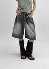 Rockyout Washed Back Pocket Bermuda Denim Pants