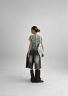 Rockyout Washed Back Pocket Bermuda Denim Pants