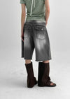 Rockyout Washed Back Pocket Bermuda Denim Pants