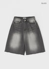 Rockyout Washed Back Pocket Bermuda Denim Pants