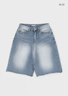 Rockyout Washed Back Pocket Bermuda Denim Pants