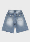 Rockyout Washed Back Pocket Bermuda Denim Pants