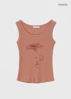 Roomtonut Printed Ribbed Sleeveless Top