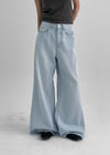 Sleng Summer Seam Washed Wide Bootcut Denim Pants