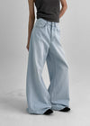 Sleng Summer Seam Washed Wide Bootcut Denim Pants