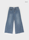 Sleng Summer Seam Washed Wide Bootcut Denim Pants