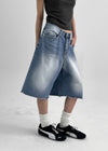 Rockyout Washed Back Pocket Bermuda Denim Pants