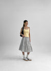 Robellon Banding Check Tiered Midi Skirt