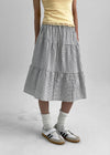 Robellon Banding Check Tiered Midi Skirt