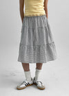 Robellon Banding Check Tiered Midi Skirt