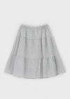 Robellon Banding Check Tiered Midi Skirt