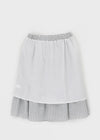 Robellon Banding Check Tiered Midi Skirt