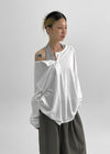 Diamon Loose Fit Henley Neck Long Sleeve Tee